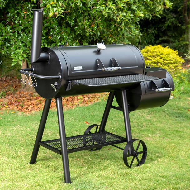 Alphamarts Freestanding 36” Barrel Charcoal Grill w/ Offset Smoker 941